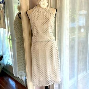 💋 STUNNING Retro pin up halter polka dot lined dress JustFab large